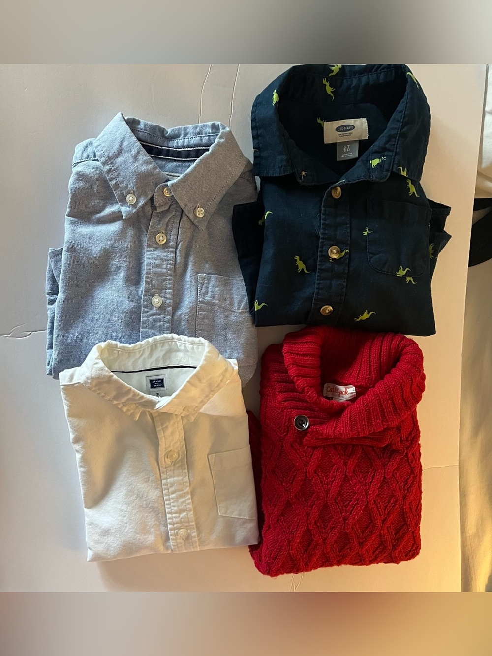Boys Size 3 3T Lot of 4 Long Sleeve Shirts and Sweater Janie and Jack Old Navy